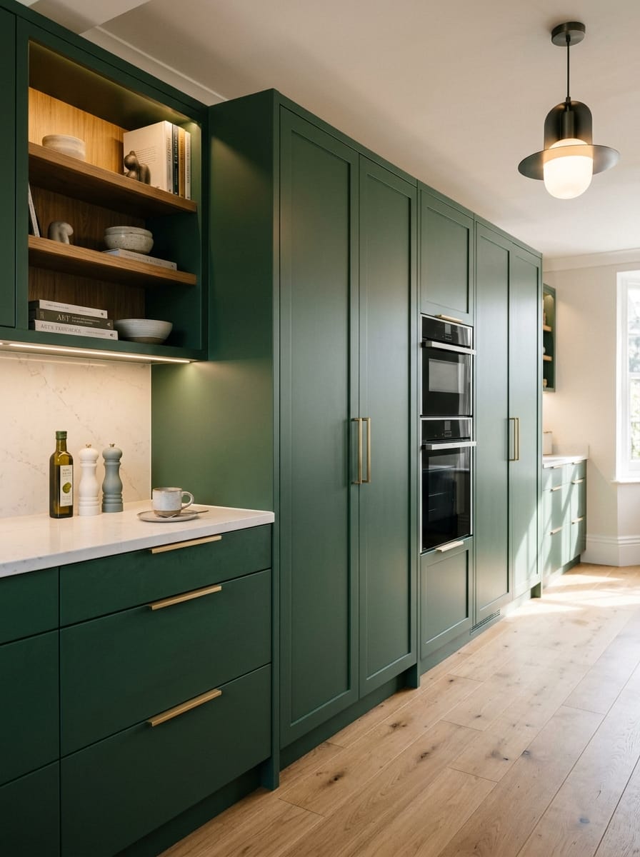 Bespoke kitchen installation, full-height cabinetry and considered storage design