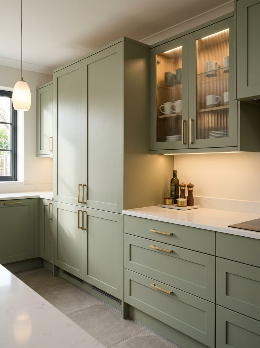 Bespoke kitchen installation in a Bishop's Stortford home, full-height cabinetry and considered storage design