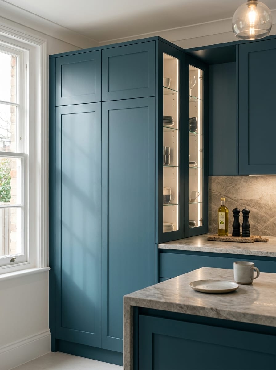Bespoke kitchen installation, full-height cabinetry and considered storage design