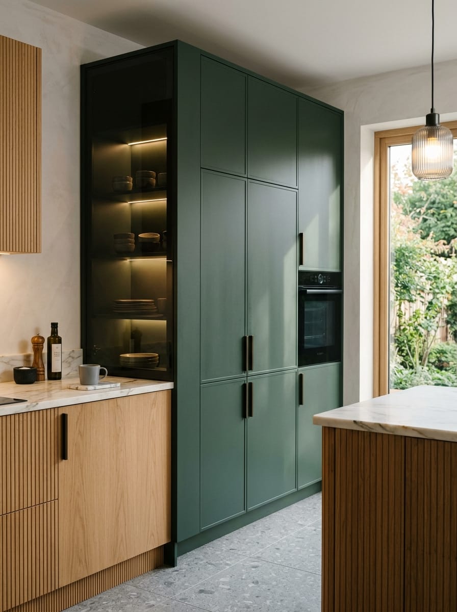 Bespoke kitchen installation, full-height cabinetry and considered storage design
