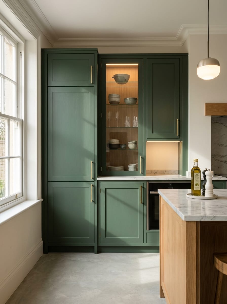 Bespoke kitchen installation, full-height cabinetry and considered storage design