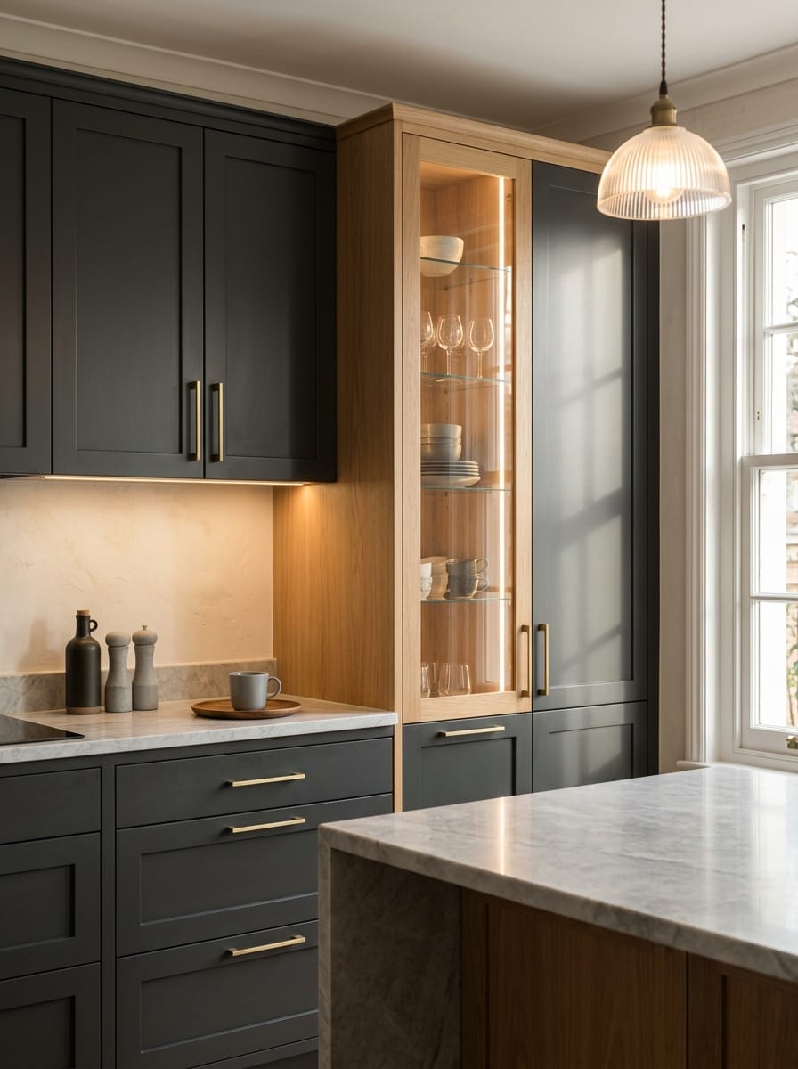 Bespoke kitchen installation, full-height cabinetry and considered storage design