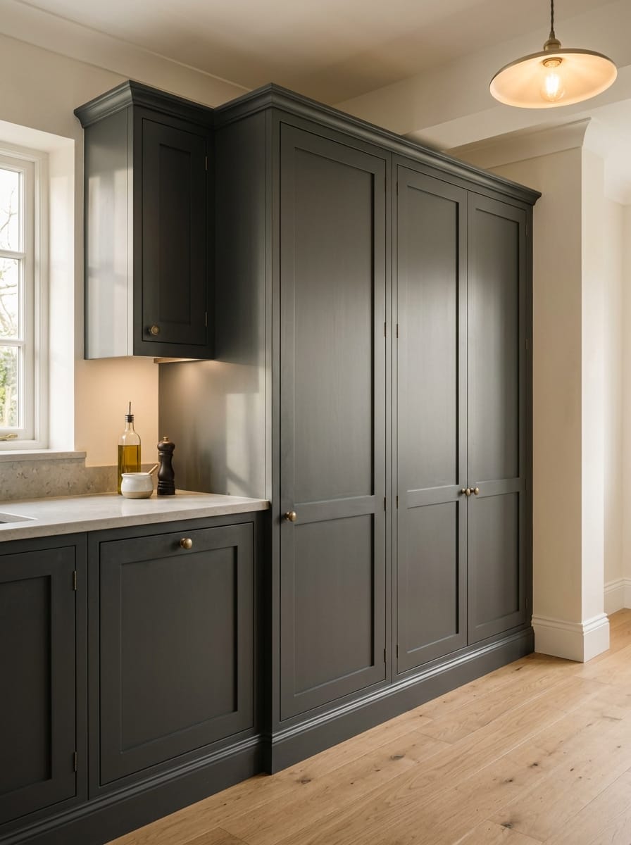 Bespoke kitchen installation, full-height cabinetry and considered storage design