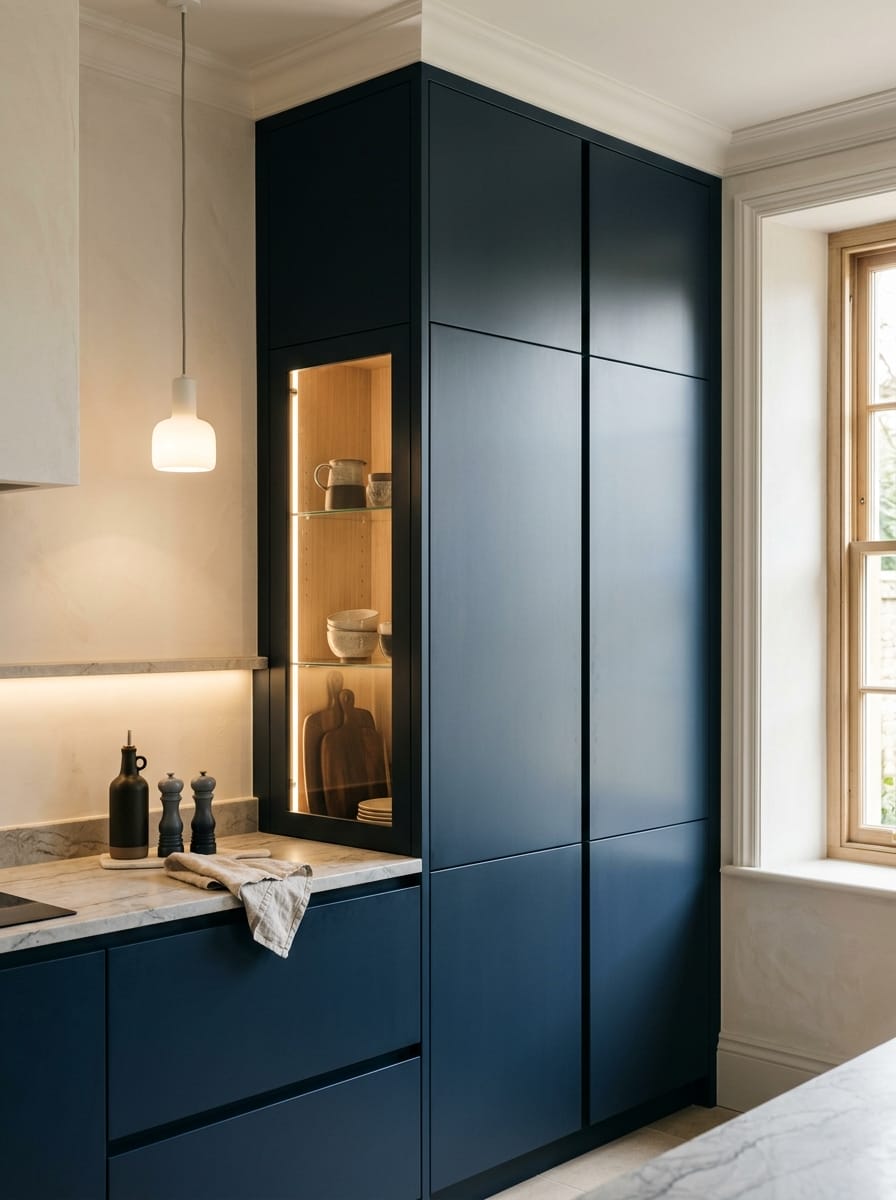 Bespoke kitchen installation, full-height cabinetry and considered storage design