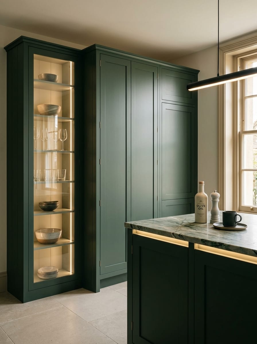 Bespoke kitchen installation, full-height cabinetry and considered storage design