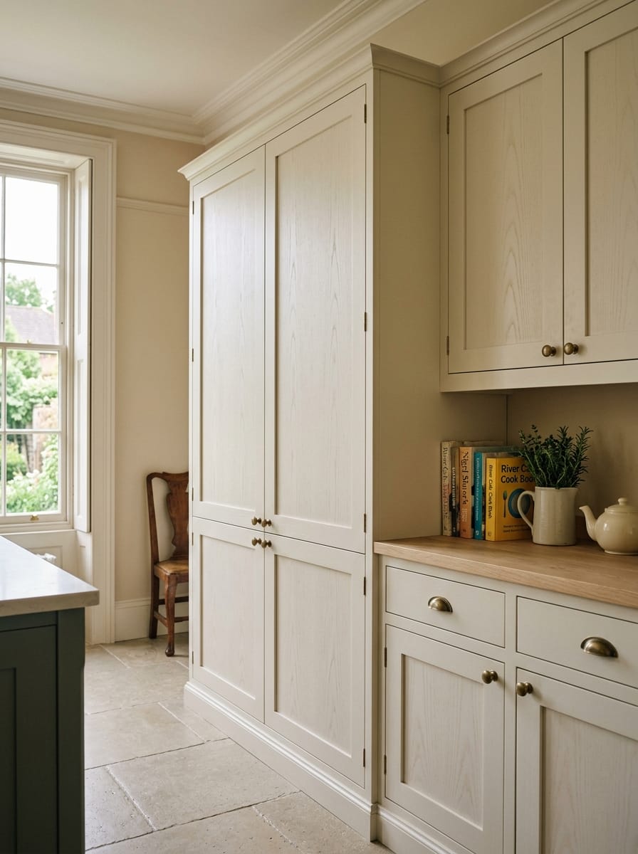 Bespoke kitchen installation — full-height cabinetry and considered storage design