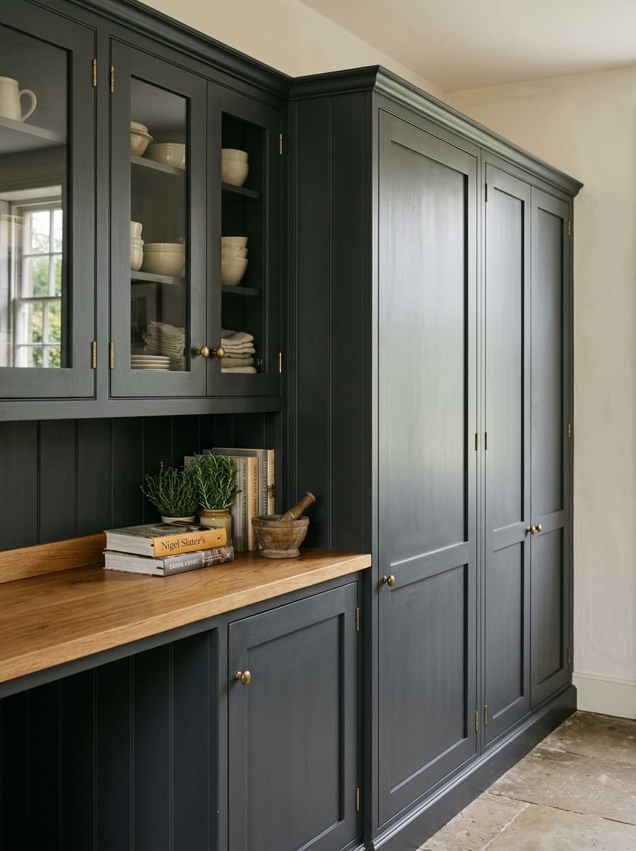 Bespoke kitchen installation — full-height cabinetry and considered storage design