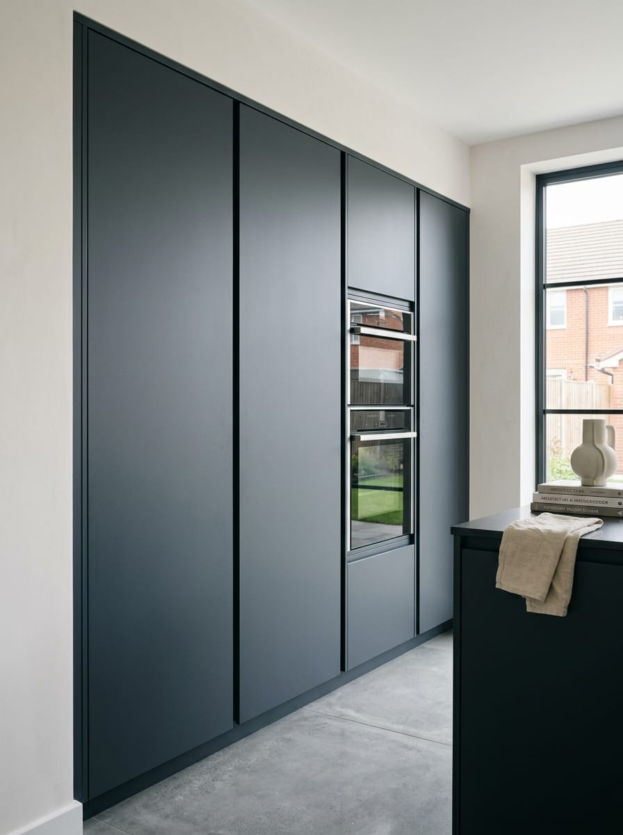 Bespoke kitchen installation in a Liverpool home, full-height cabinetry and considered storage design