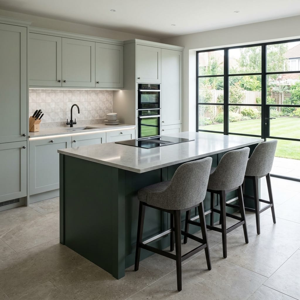 square1_800x800-121 Bespoke kitchen island detail, modern shaker cabinetry with quality joinery