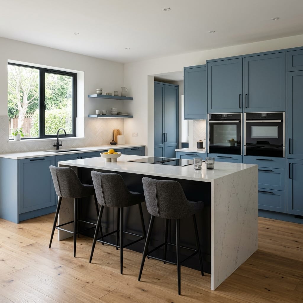 square1_800x800-122 Bespoke kitchen island detail, modern shaker cabinetry with quality joinery
