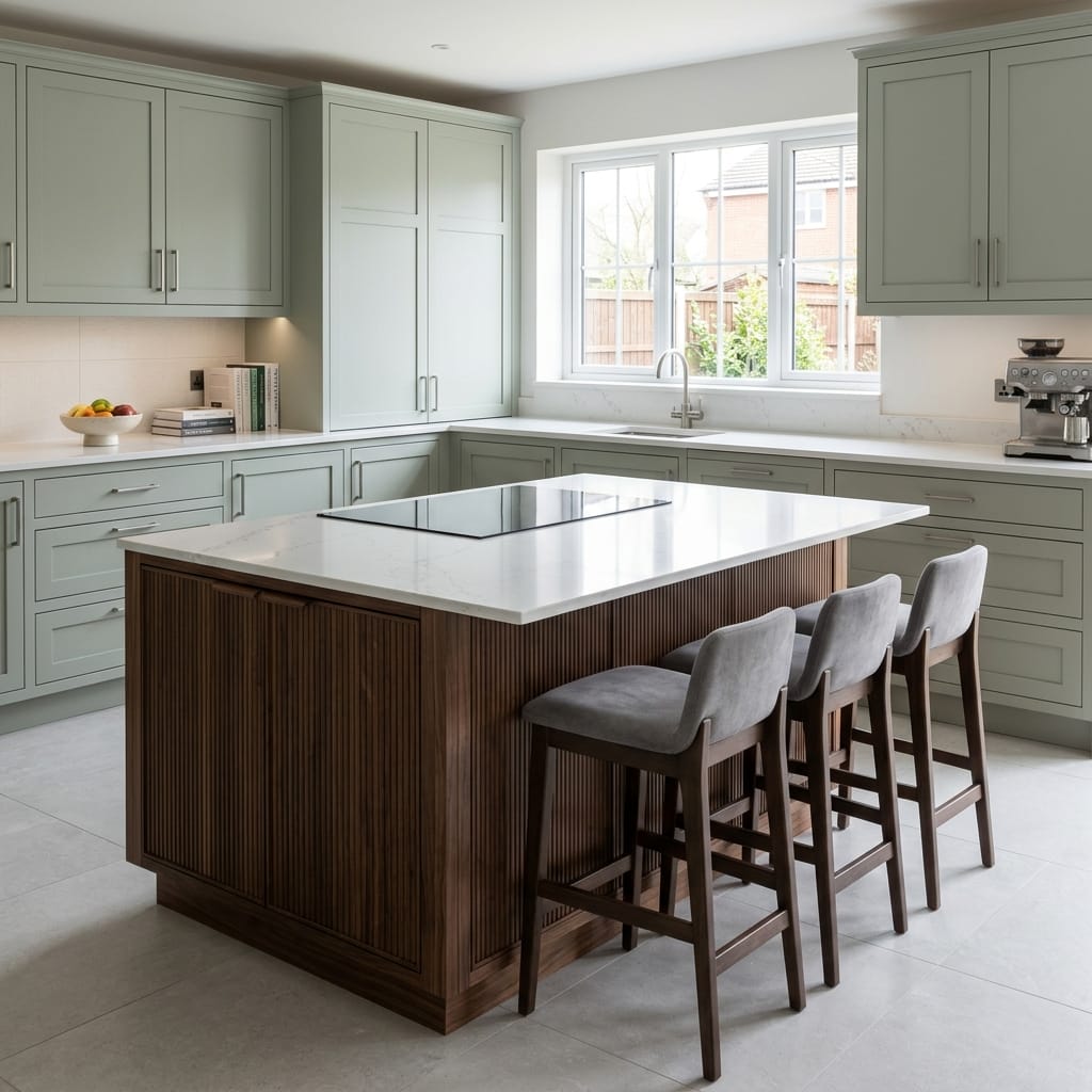 square1_800x800-126 Bespoke kitchen island detail, modern shaker cabinetry with quality joinery