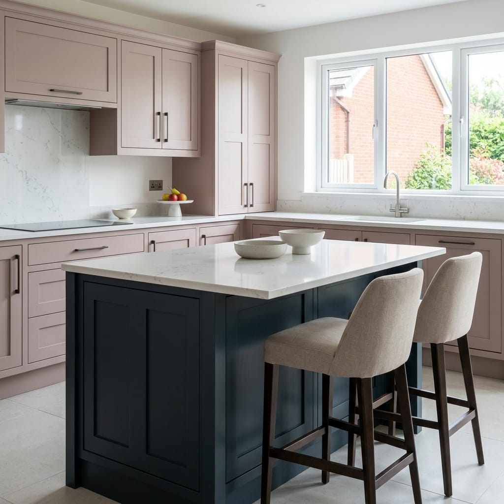 Bespoke kitchen island detail, contemporary in-frame cabinetry with quality joinery