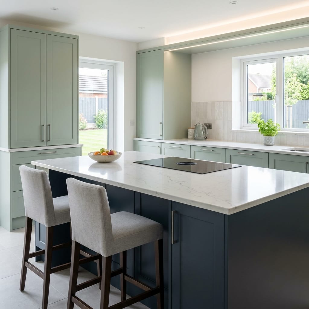 square1_800x800-149 Bespoke kitchen island detail, modern shaker cabinetry with quality joinery