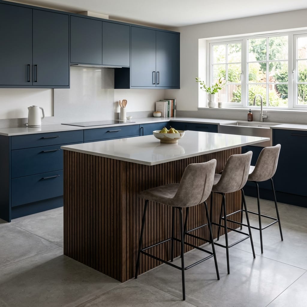 square1_800x800-152 Bespoke kitchen island detail, contemporary painted lay-on cabinetry with quality joinery