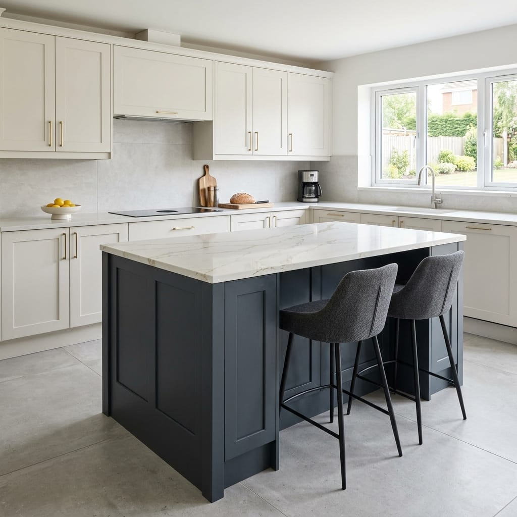 square1_800x800-168 white kitchen with marble island and dark grey breakfast bar stools
