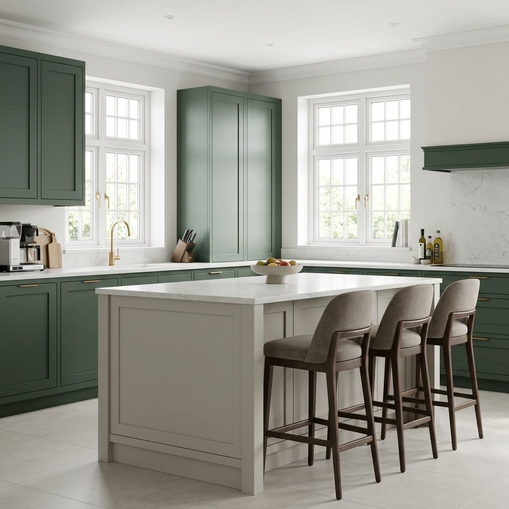 Bespoke kitchen island detail, timber veneer slab-door cabinetry with quality joinery