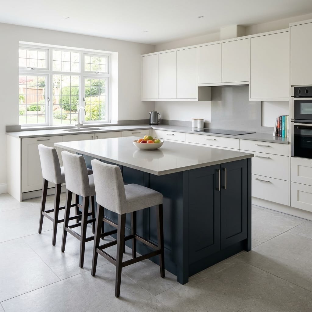 square1_800x800-190 Bespoke kitchen island detail, timber veneer slab-door cabinetry with quality joinery
