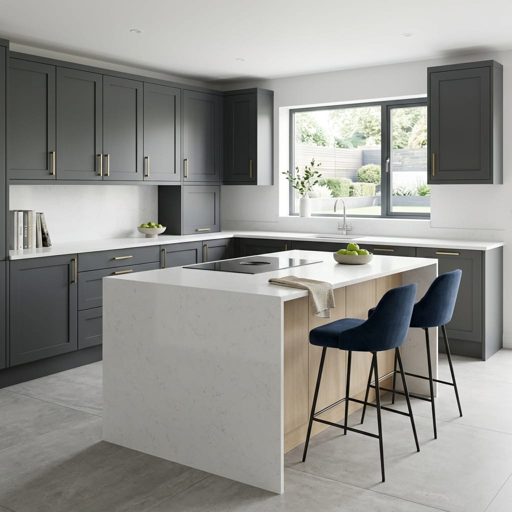 square1_800x800-192 Bespoke kitchen island detail, modern shaker cabinetry with quality joinery