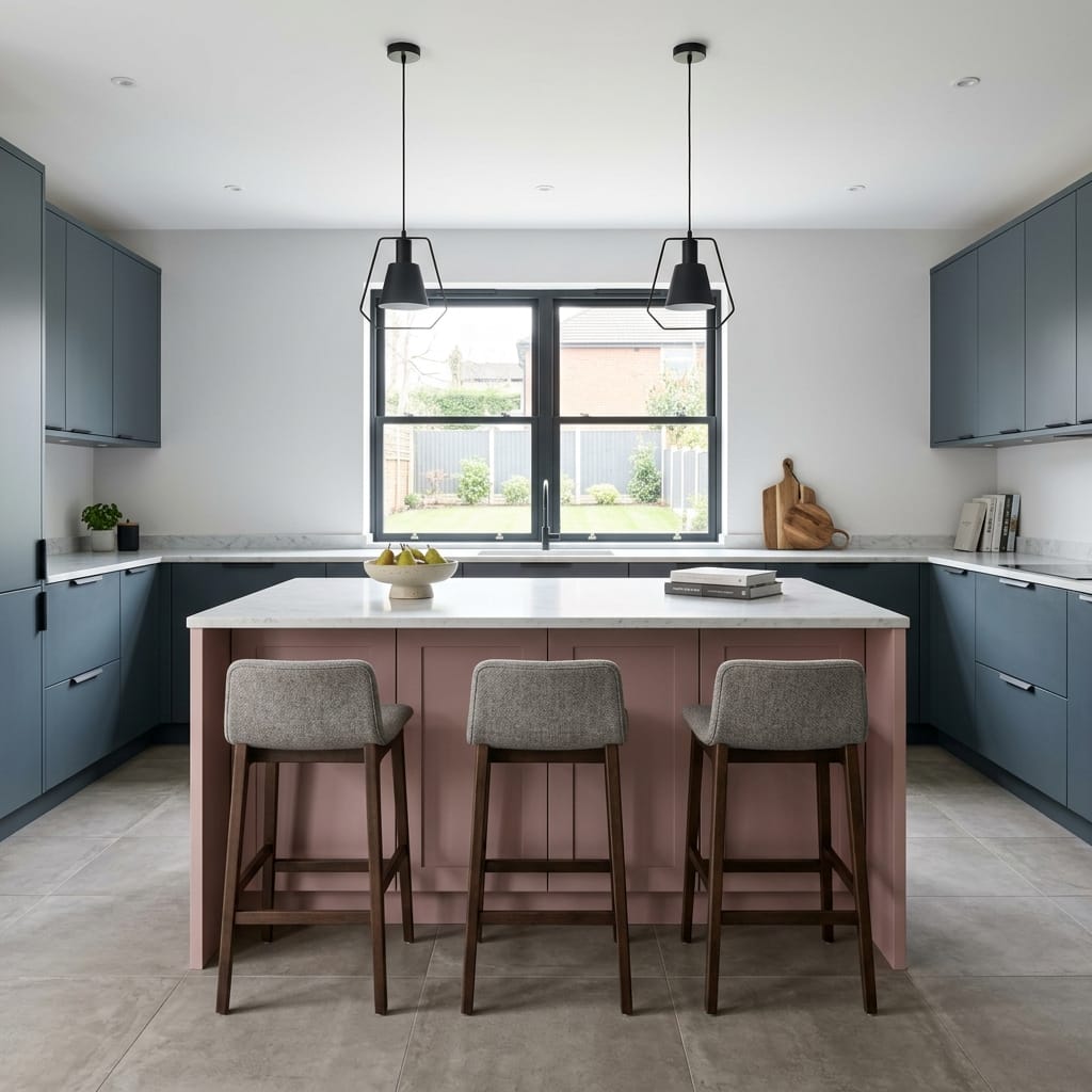 square1_800x800-193 Bespoke kitchen island detail, modern shaker cabinetry with quality joinery