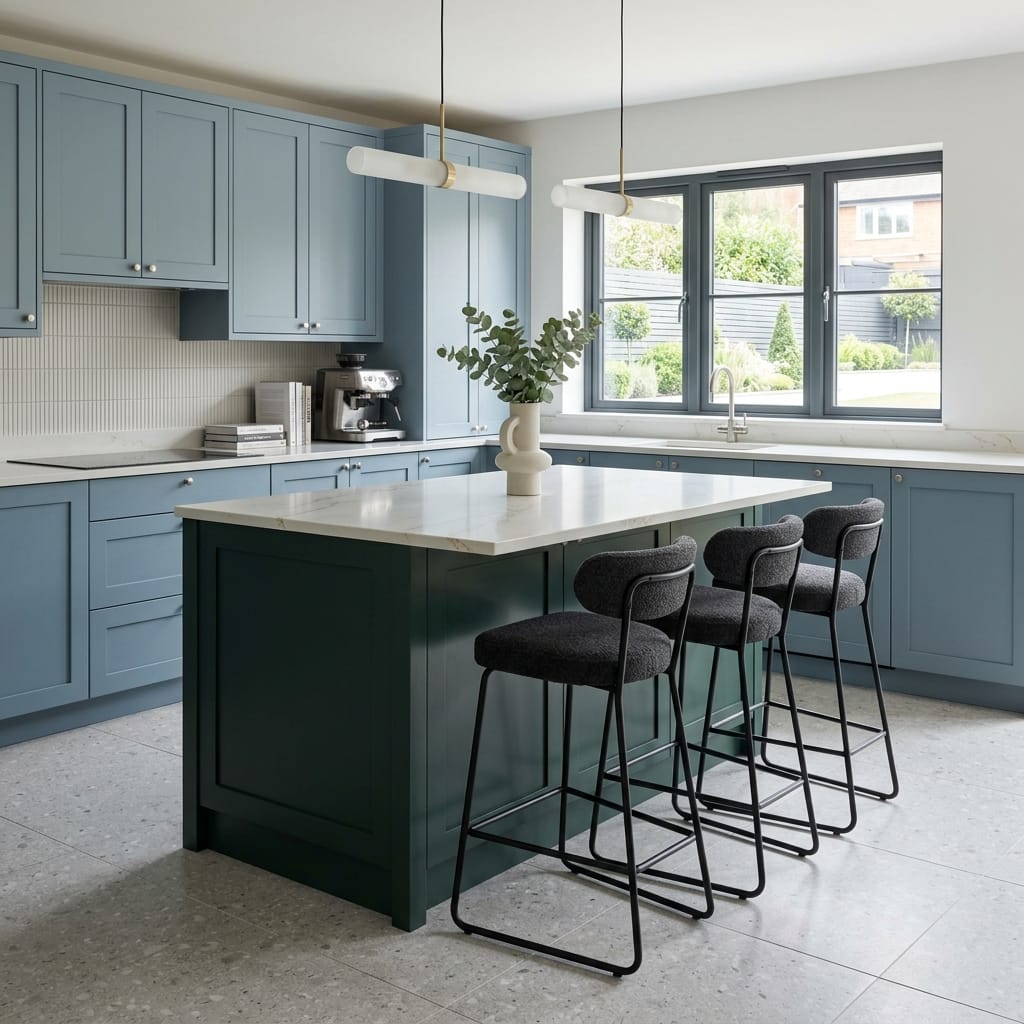 square1_800x800-211 Bespoke kitchen island detail, contemporary painted lay-on cabinetry with quality joinery