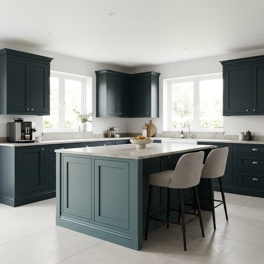 square1_800x800-212 Bespoke kitchen island detail, contemporary painted lay-on cabinetry with quality joinery