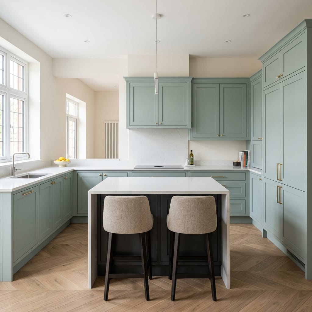 square1_800x800-214 Bespoke kitchen island detail, timber veneer slab-door cabinetry with quality joinery