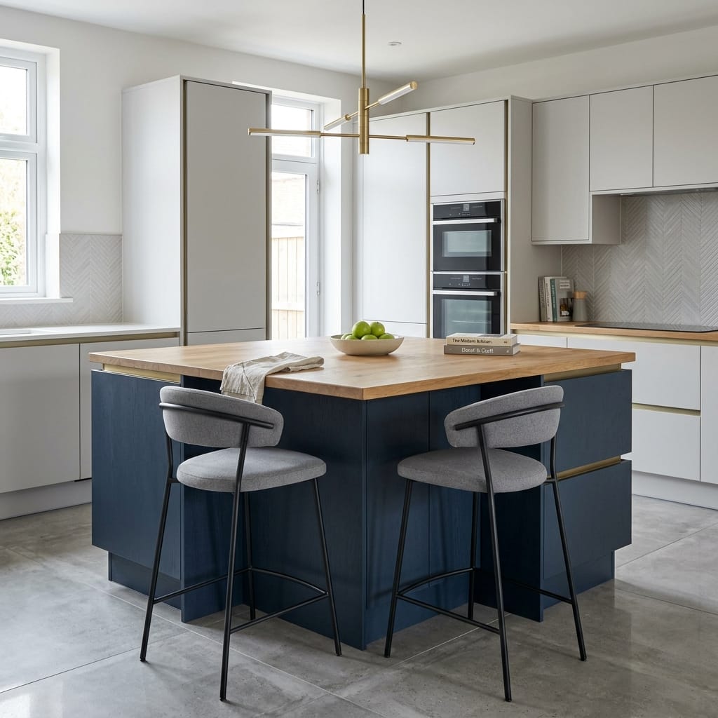 square1_800x800-227 Bespoke kitchen island detail, modern shaker cabinetry with quality joinery