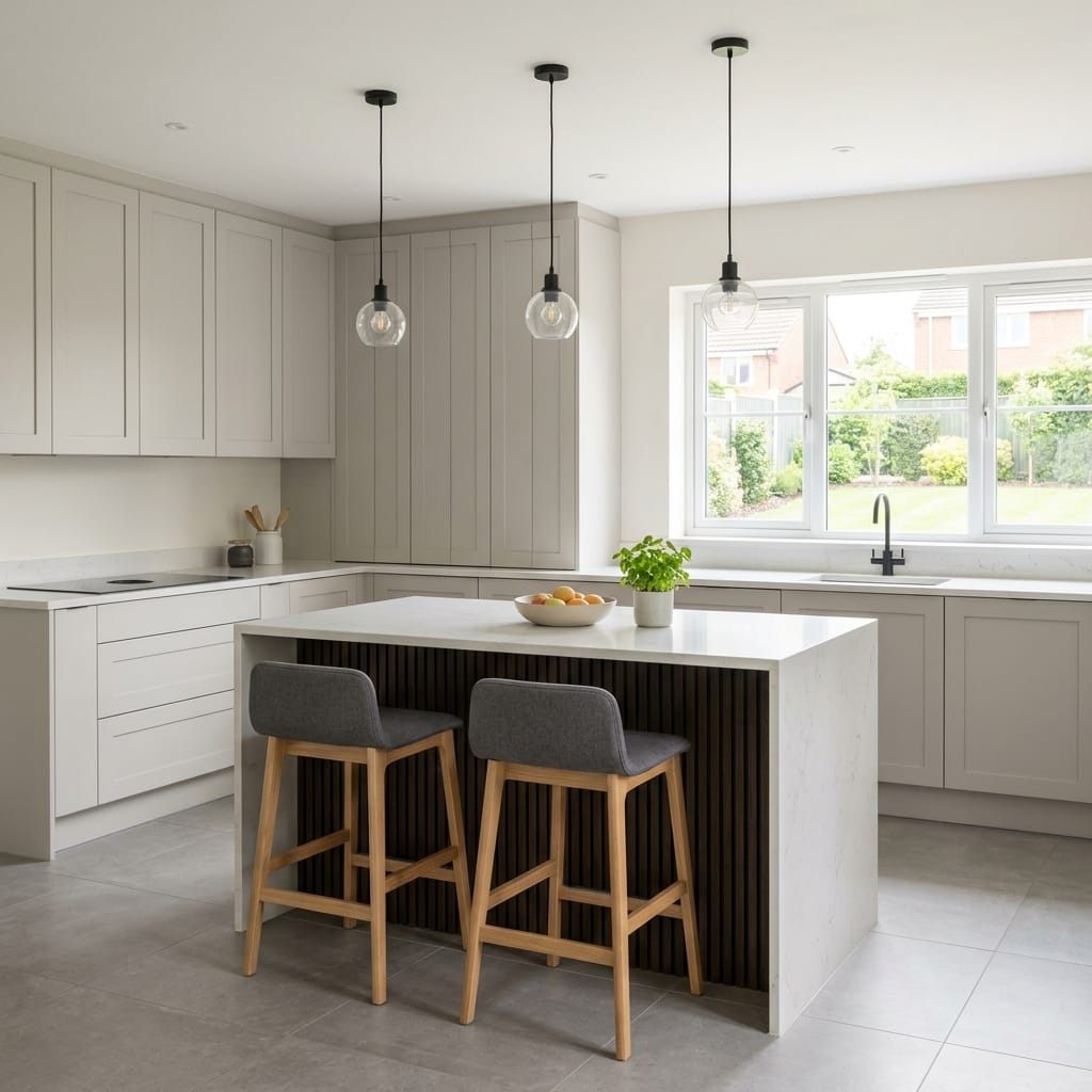 square1_800x800-233 Bespoke kitchen island detail, modern shaker cabinetry with quality joinery