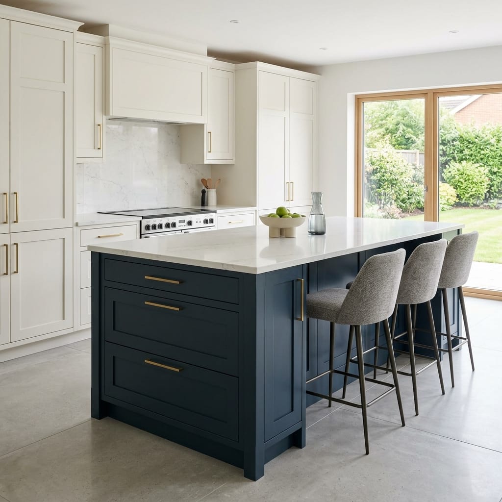 square1_800x800-234 Bespoke kitchen island detail, timber veneer slab-door cabinetry with quality joinery