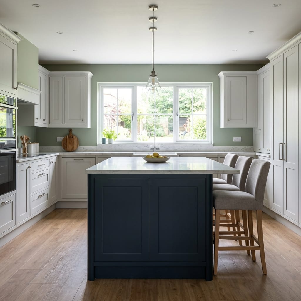 Bespoke kitchen island detail, timber veneer slab-door cabinetry with quality joinery