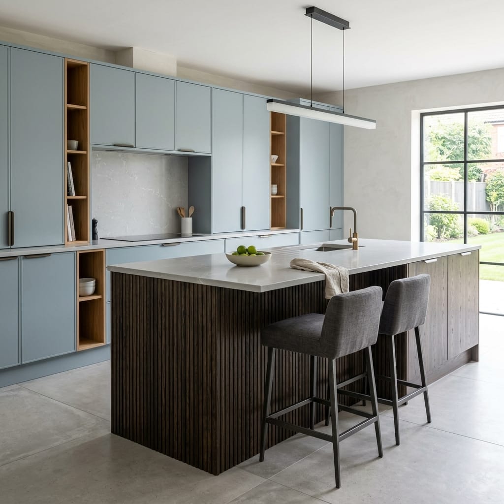 square1_800x800-269 Bespoke kitchen island detail, modern shaker cabinetry with quality joinery