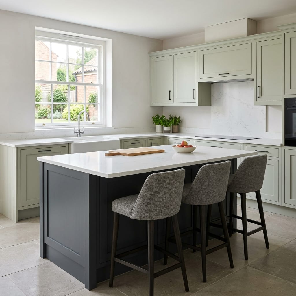 square1_800x800-270 Bespoke kitchen island detail, timber veneer slab-door cabinetry with quality joinery