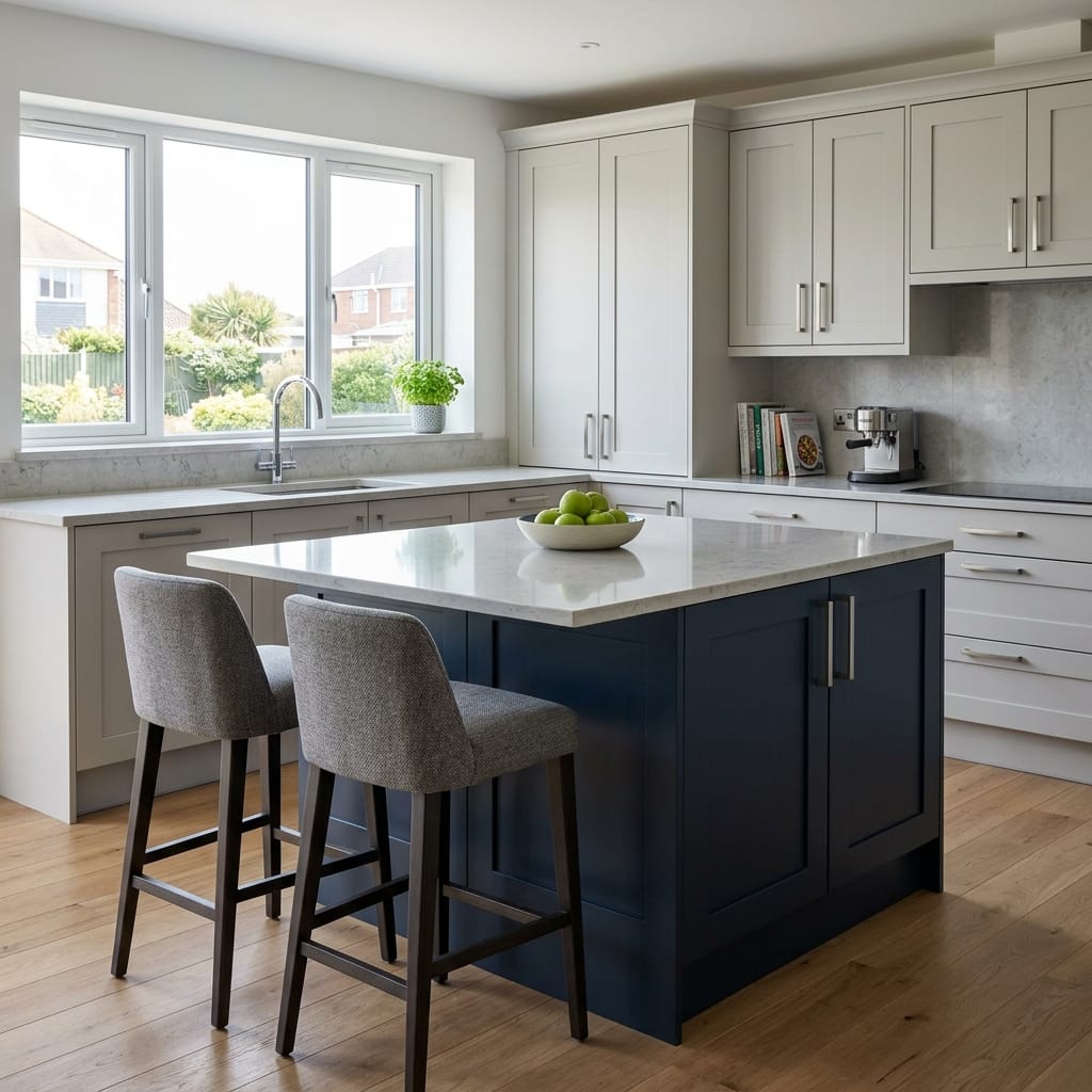 square1_800x800-273 Bespoke kitchen island detail, timber veneer slab-door cabinetry with quality joinery