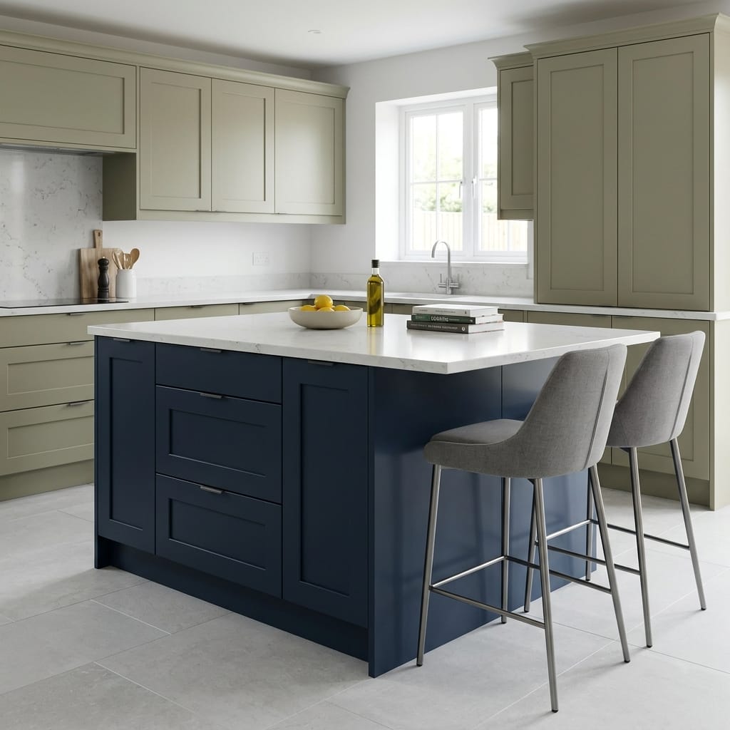 square1_800x800-289 Bespoke kitchen island detail, modern shaker cabinetry with quality joinery