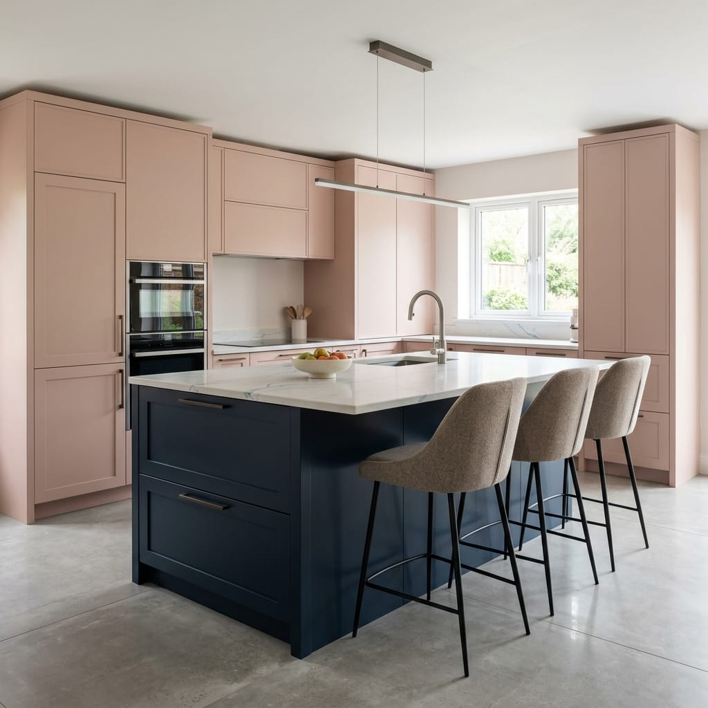 square1_800x800-292 Bespoke kitchen island detail, contemporary painted lay-on cabinetry with quality joinery