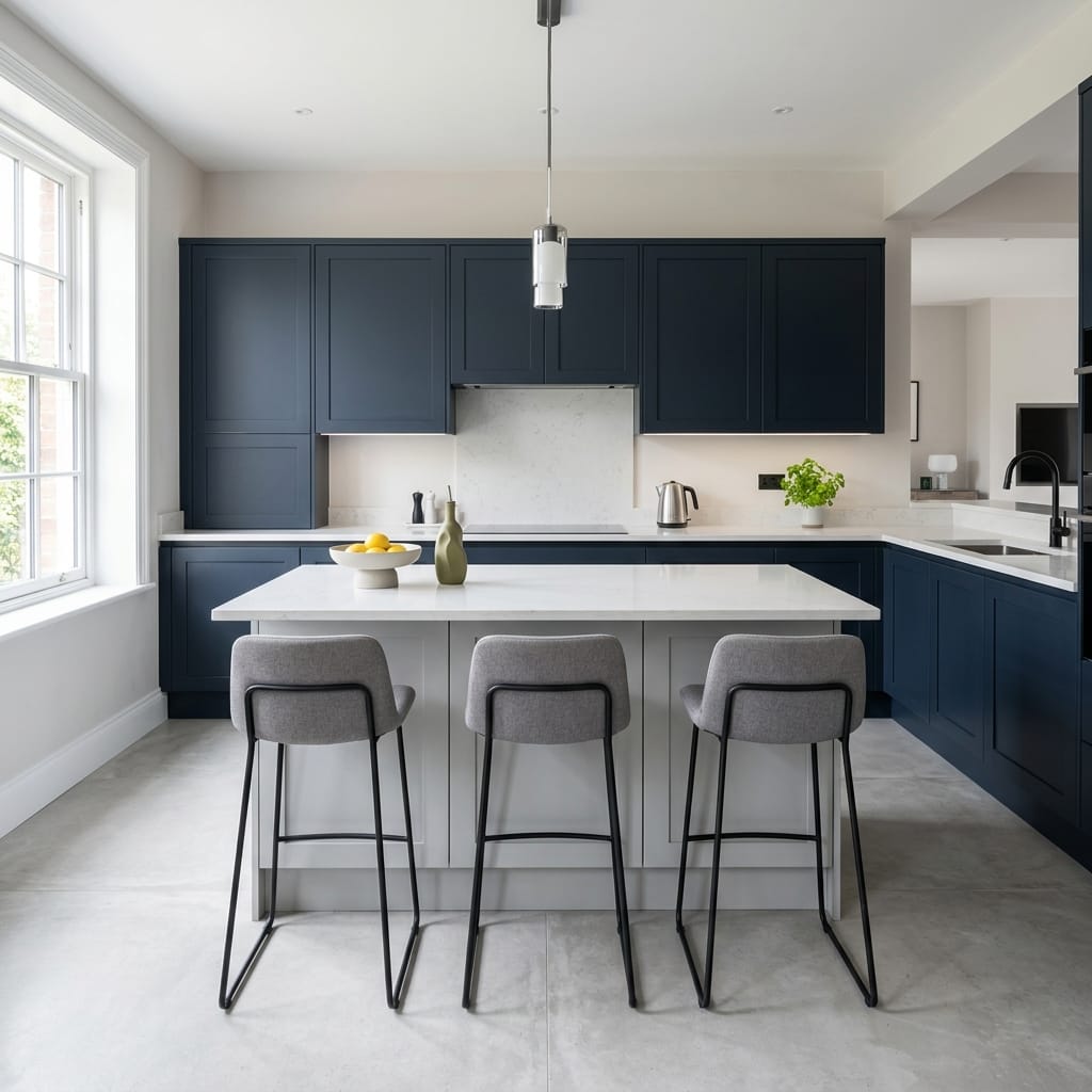 square1_800x800-296 Bespoke kitchen island detail, contemporary painted lay-on cabinetry with quality joinery