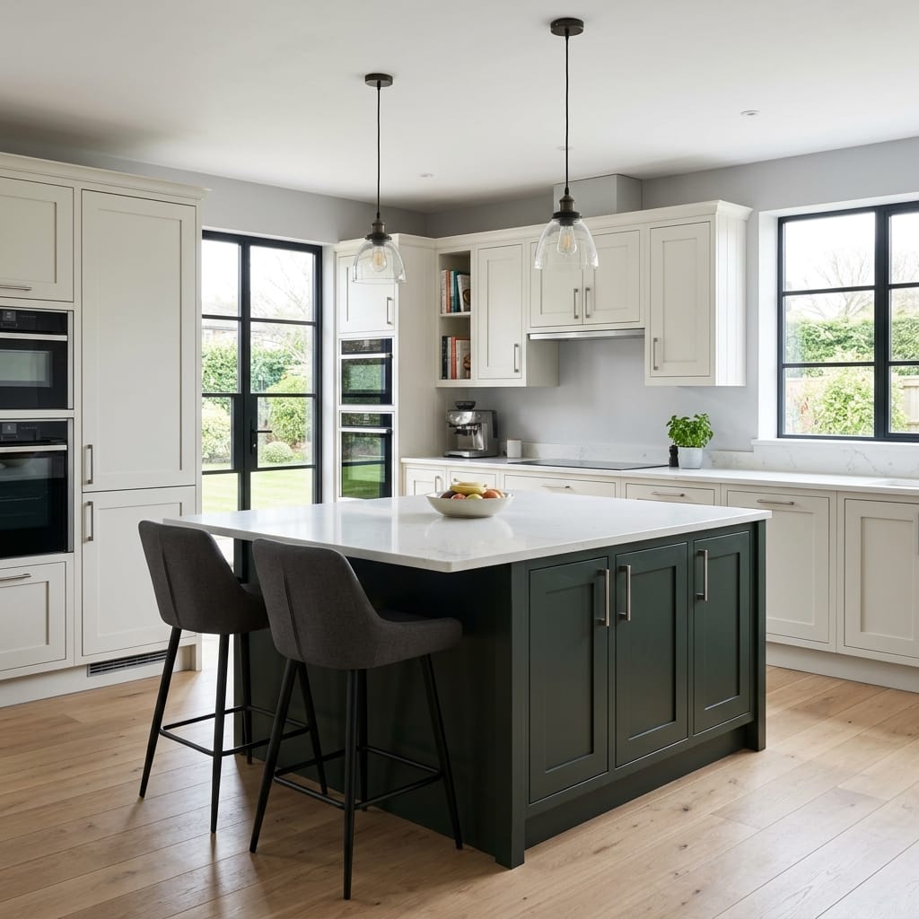 square1_800x800-304 Bespoke kitchen island detail, timber veneer slab-door cabinetry with quality joinery