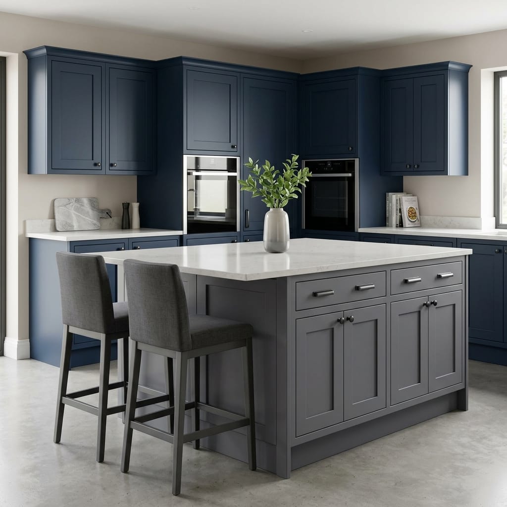 square1_800x800-305 Bespoke kitchen island detail, modern shaker cabinetry with quality joinery