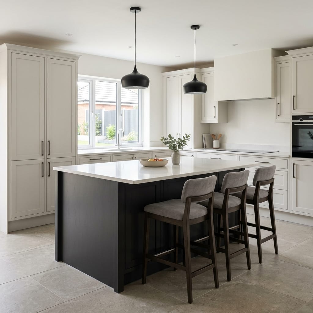 square1_800x800-319 Bespoke kitchen island detail, timber veneer slab-door cabinetry with quality joinery