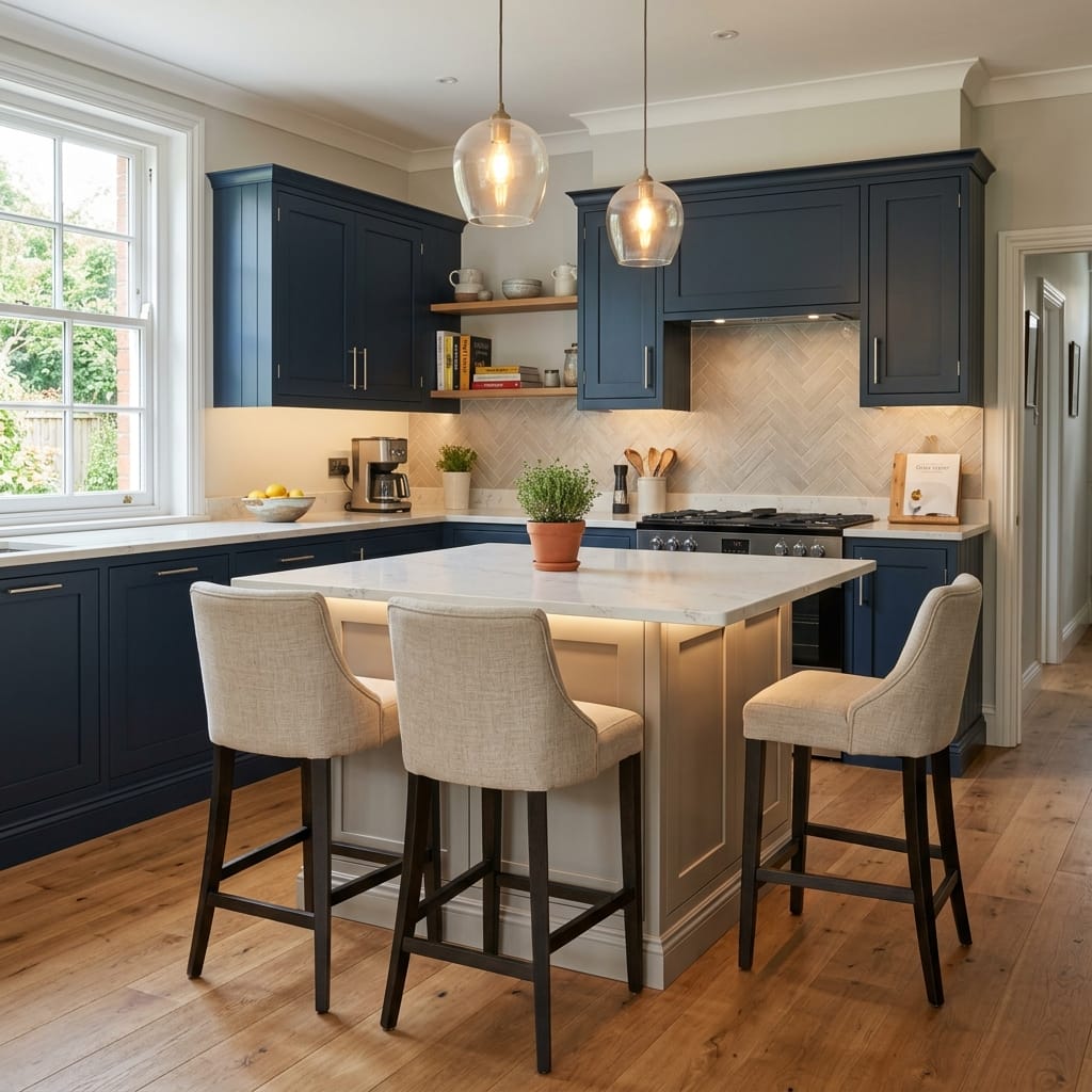 square1_800x800-325 Bespoke kitchen island detail, modern shaker cabinetry with quality joinery