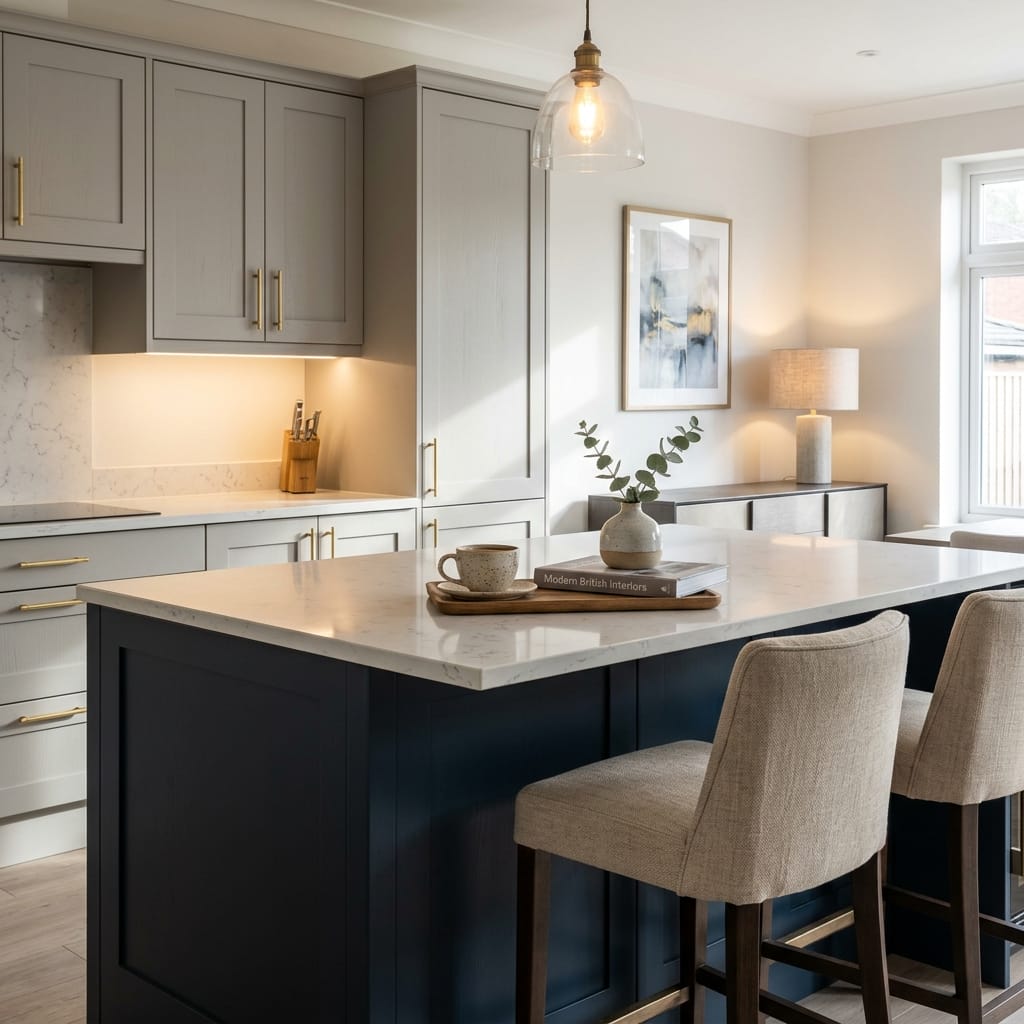 square1_800x800-332 Bespoke kitchen island detail, contemporary painted lay-on cabinetry with quality joinery