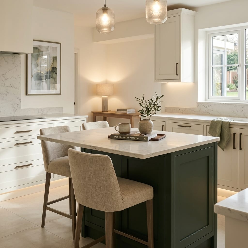 square1_800x800-342 Bespoke kitchen island detail, contemporary painted lay-on cabinetry with quality joinery