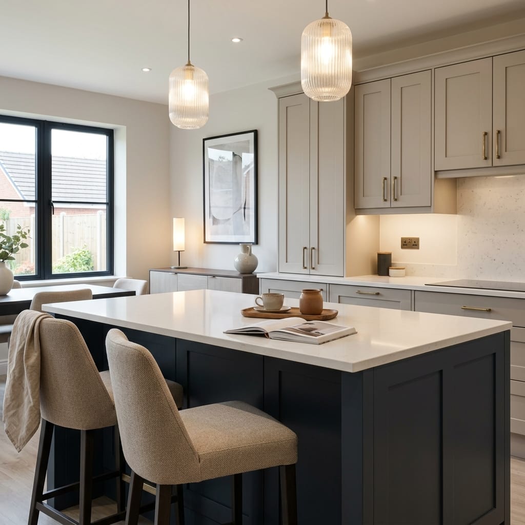 square1_800x800-363 Bespoke kitchen island detail, contemporary painted lay-on cabinetry with quality joinery