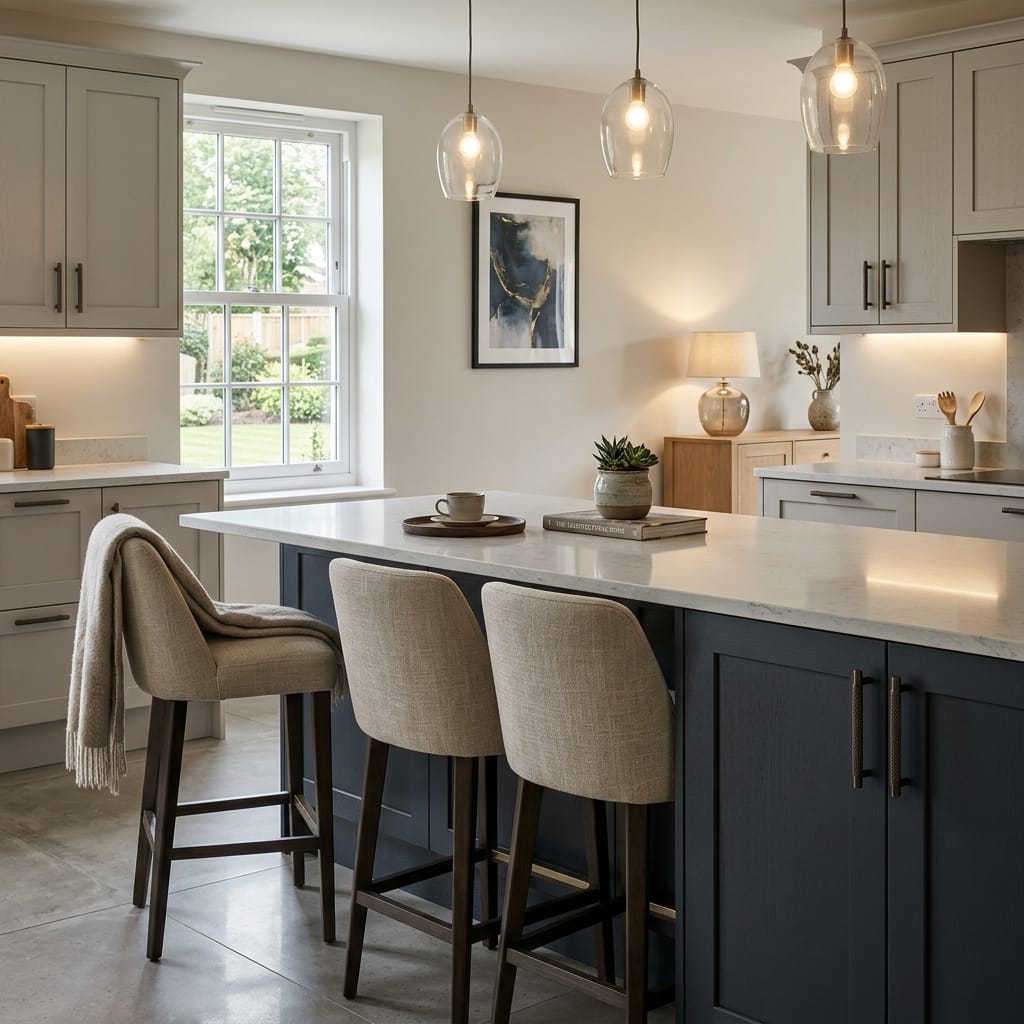 square1_800x800-369 Bespoke kitchen island detail, modern shaker cabinetry with quality joinery