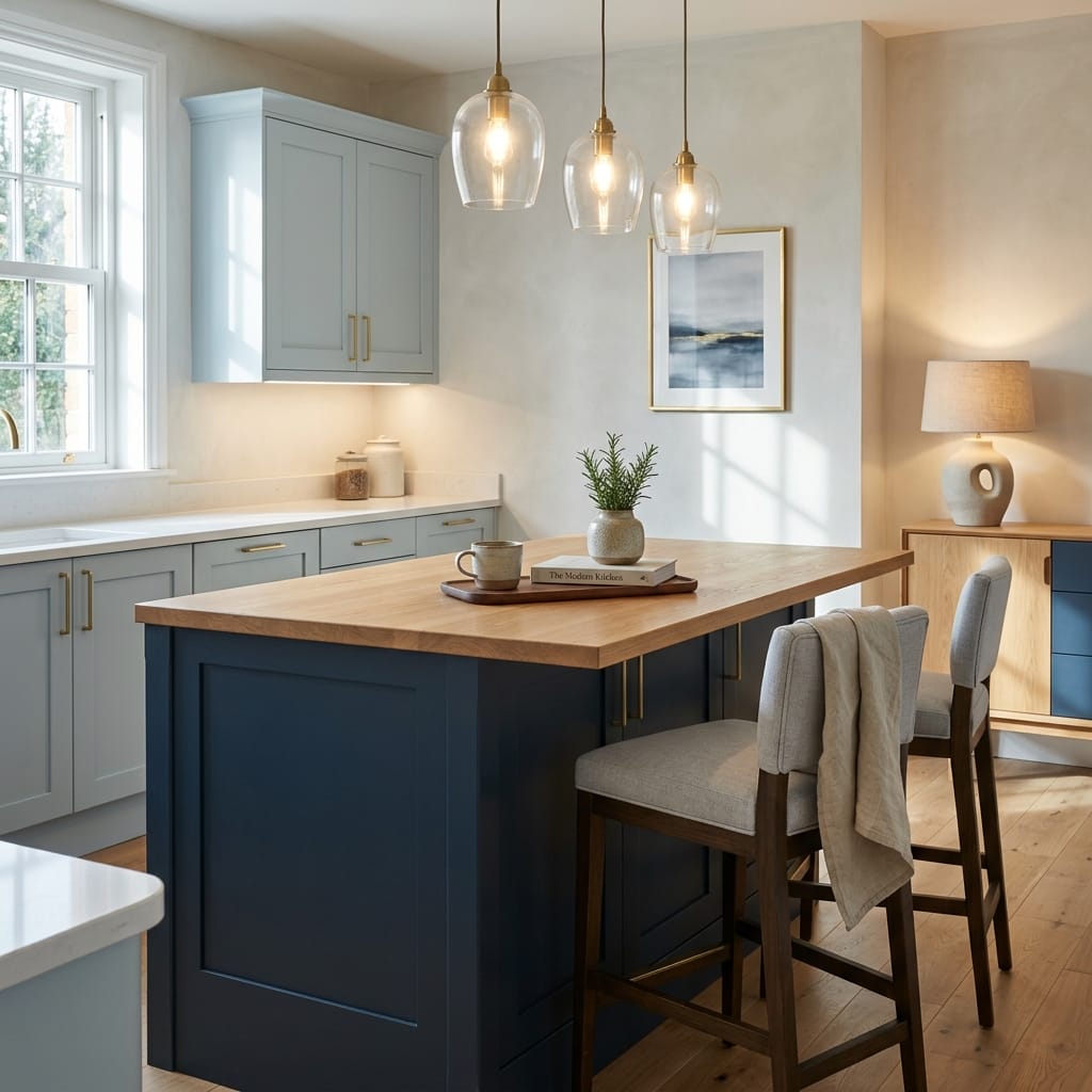 Bespoke kitchen island detail, contemporary in-frame cabinetry with quality joinery