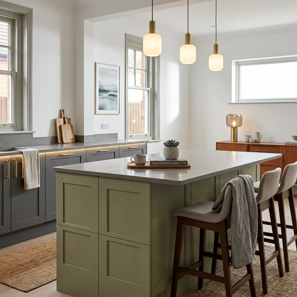 square1_800x800-391 Bespoke kitchen island detail, modern shaker cabinetry with quality joinery