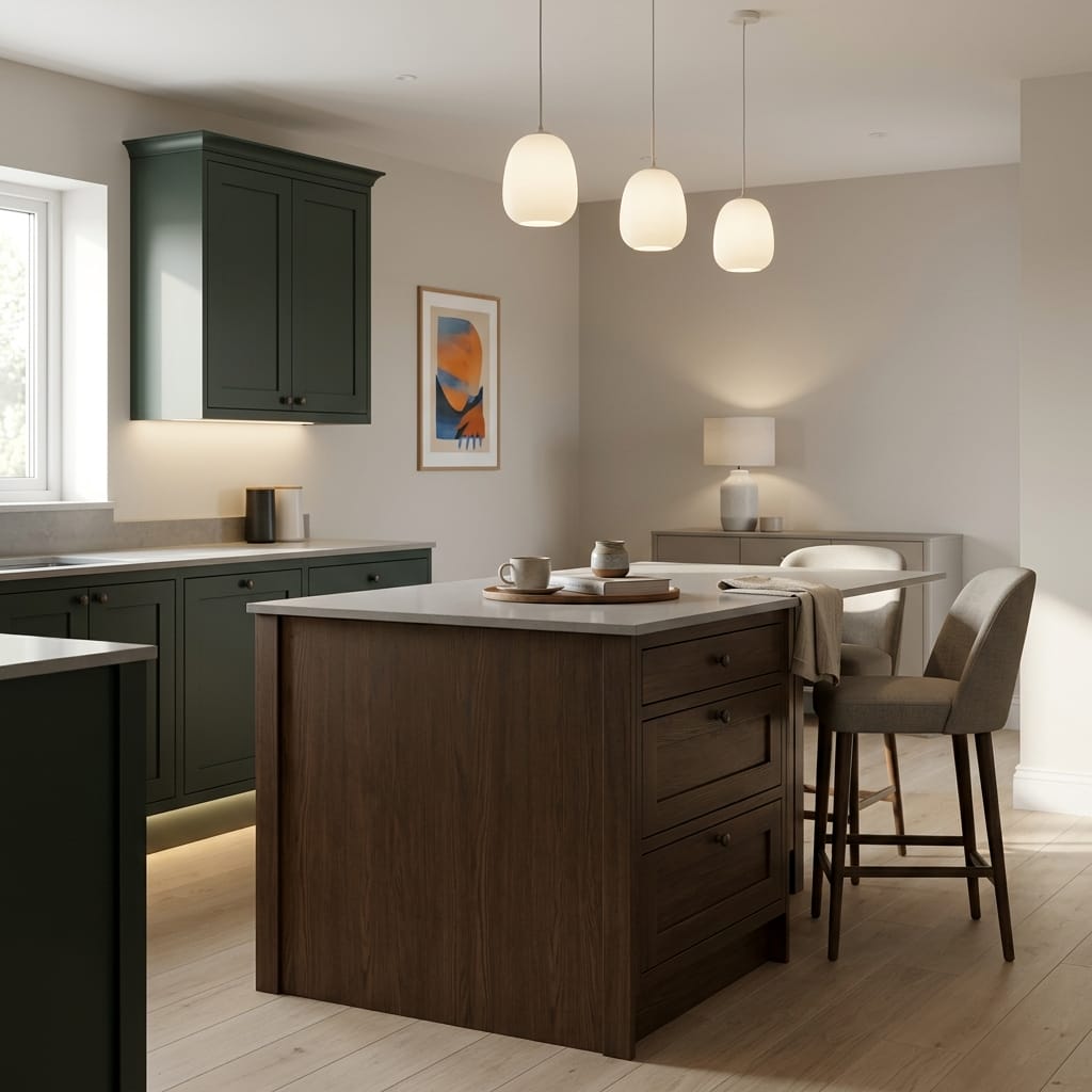 square1_800x800-392 Bespoke kitchen island detail, modern shaker cabinetry with quality joinery