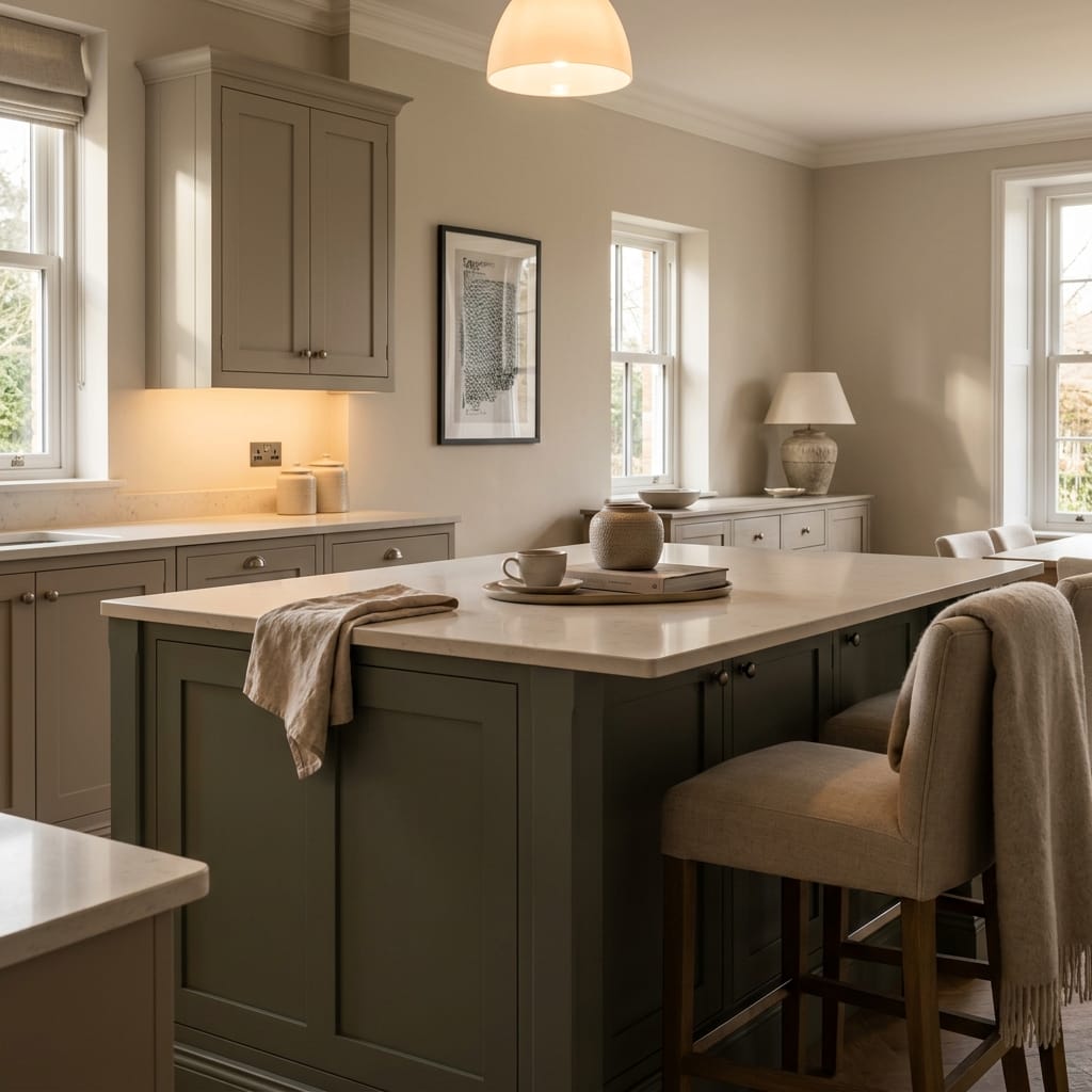 square1_800x800-394 Bespoke kitchen island detail, contemporary painted lay-on cabinetry with quality joinery