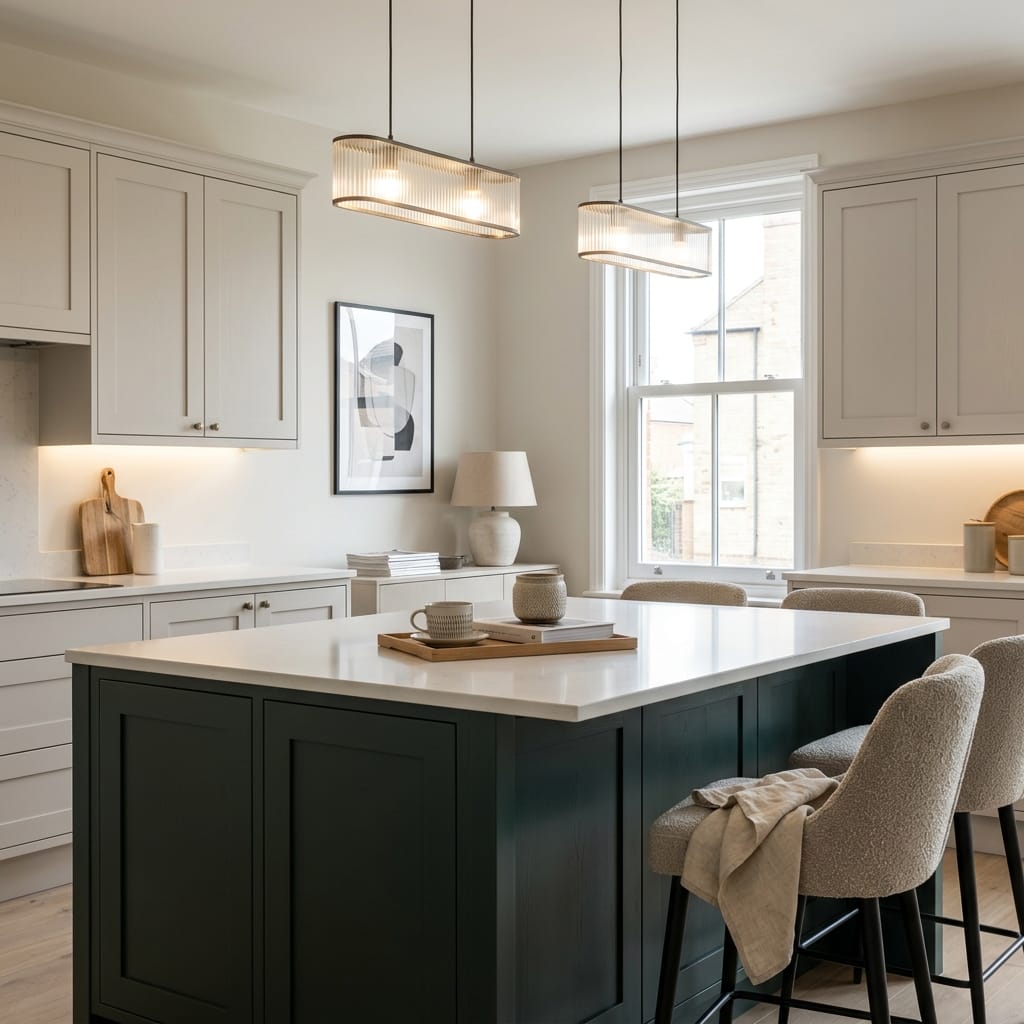 square1_800x800-397 Bespoke kitchen island detail, contemporary painted lay-on cabinetry with quality joinery