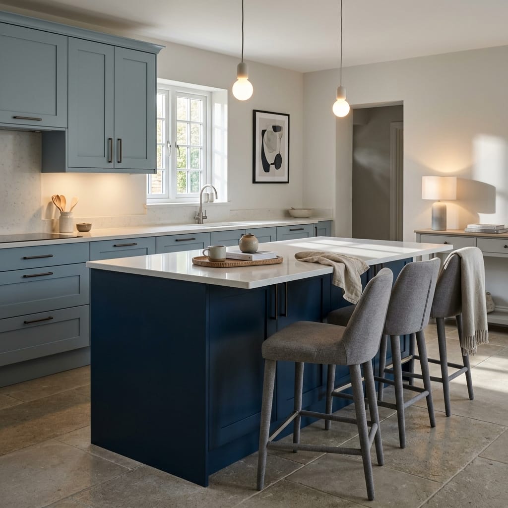 square1_800x800-399 Bespoke kitchen island detail, modern shaker cabinetry with quality joinery